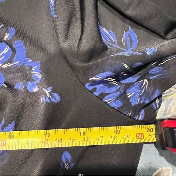 Studio One New York Black Floral Print Shift Dress Size Large - Picture 8 of 9